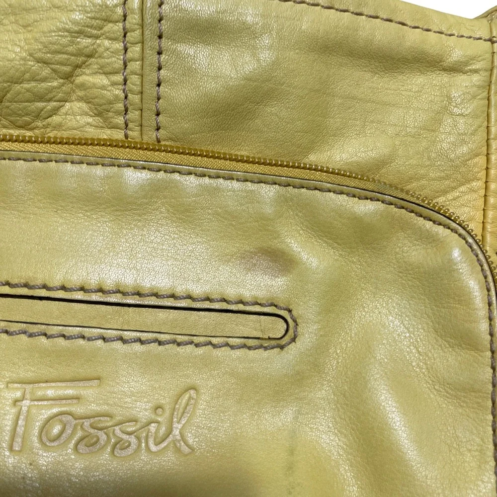 Fossil Hanover Handbag Yellow Leather Crossbody‎ Organizer Flap Bag